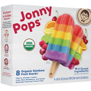 JonnyPops Organic Rainbow Fruit Stacks Frozen Pops