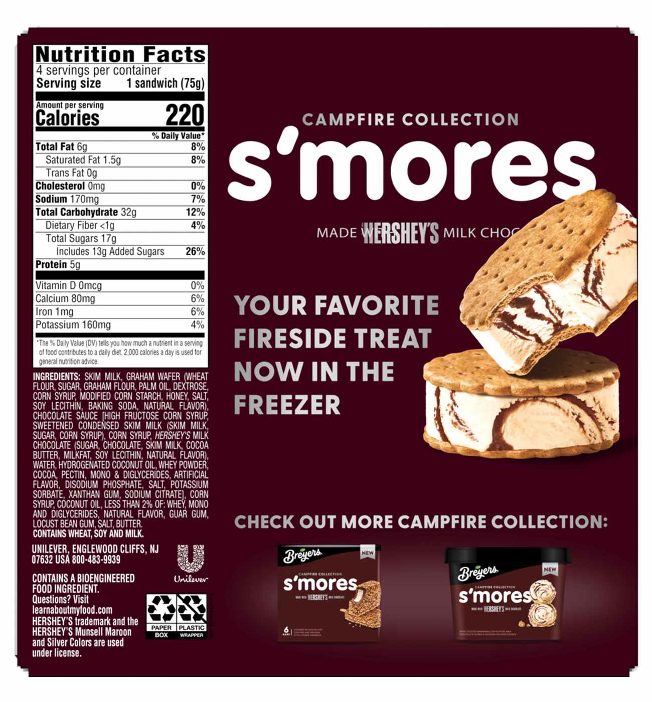Breyers Campfire Collection S'mores Frozen Dairy Dessert Sandwiches; image 6 of 7