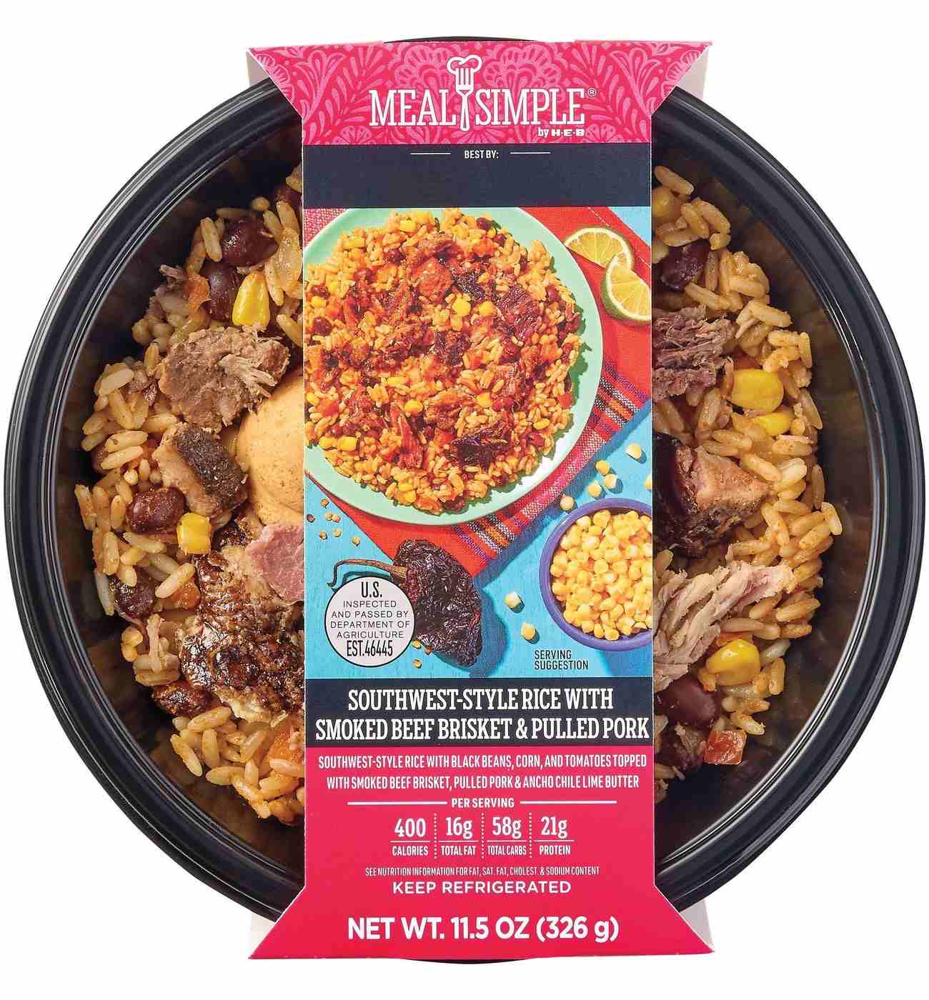 Meal Simple by H-E-B Smoked Beef Brisket & Pulled Pork Southwest Style Rice Bowl; image 2 of 5