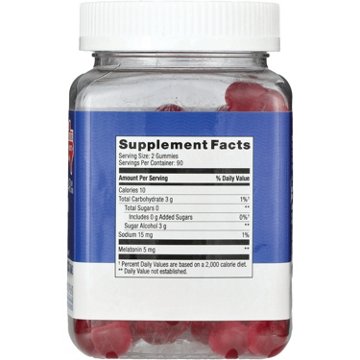 H-E-B Vitamins Zero Sugar Melatonin 5 mg Gummies - Strawberry, Texas-Size Pack, 180 ct