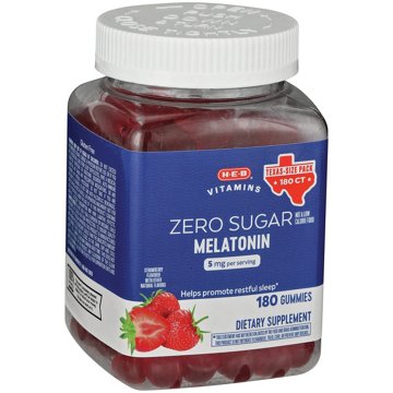 H-E-B Vitamins Zero Sugar Melatonin 5 mg Gummies - Strawberry, Texas-Size Pack