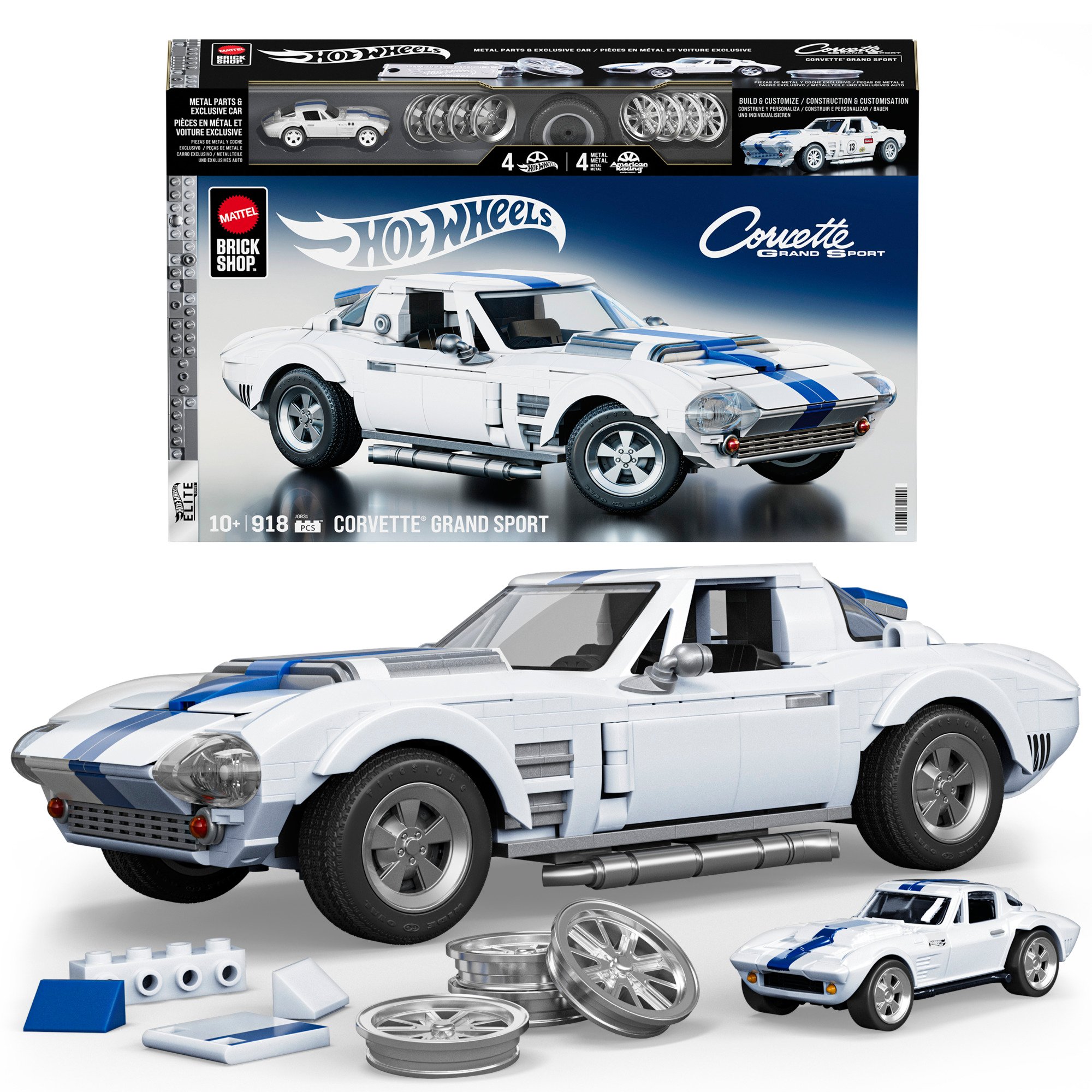Hot Wheels Cargo Builders 4台セット Mattel Brick Shop Hot Wheels Corvette Grand Sport Building Set