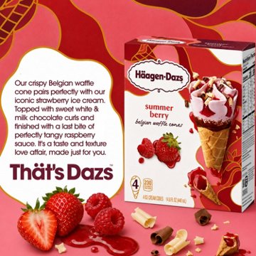 Häagen-Dazs Summer Berry Belgian Waffle Ice Cream Cones, 4 ct