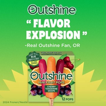 Outshine Mini Fruit Pops Variety Pack - Cherry, Tangerine & Grape