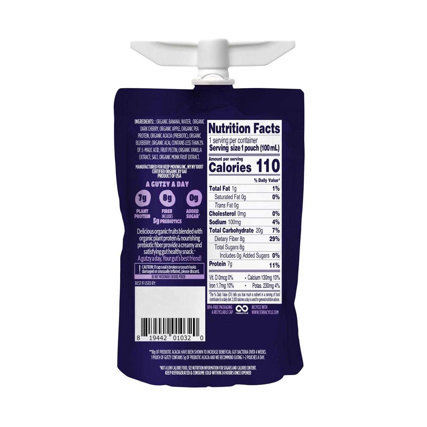Gutzy Organic Prebiotic Protein Snack - Banana, Blueberry, Acai, & Apple; image 2 of 2