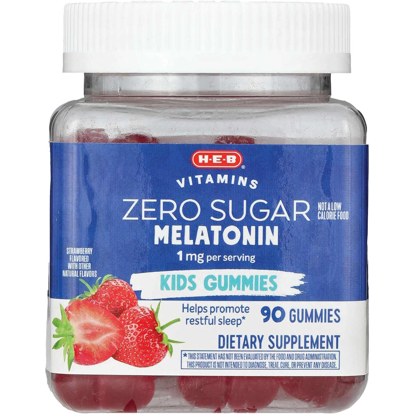 HEB Vitamins Kids Zero Sugar Melatonin 1 mg Gummies - Strawberry; image 1 of 3