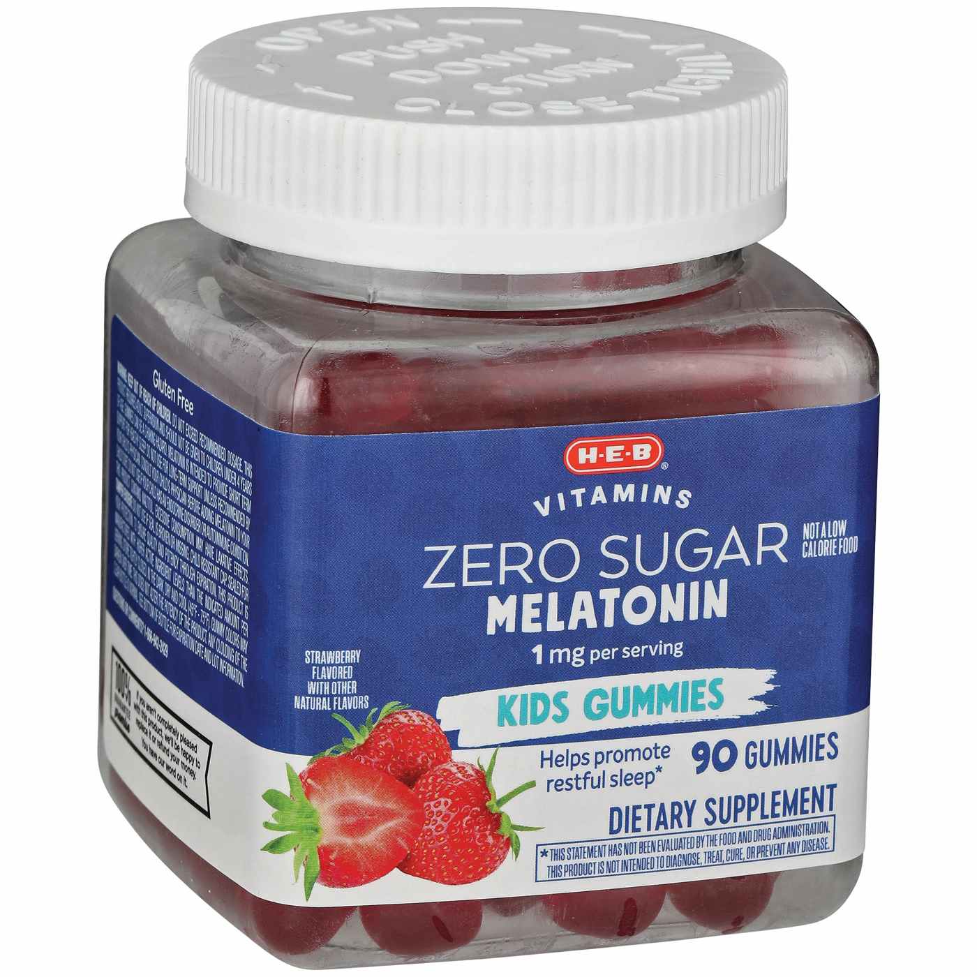 HEB Vitamins Kids Zero Sugar Melatonin 1 mg Gummies - Strawberry; image 3 of 3