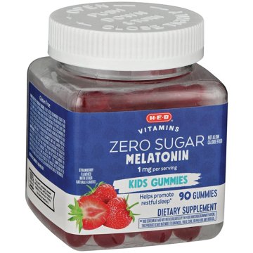 HEB Vitamins Kids Zero Sugar Melatonin 1 mg Gummies - Strawberry, 90 ct