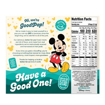 GoodPop Dairy Free Mickey Mouse Fudge n' Vanilla Pops, 6 ct