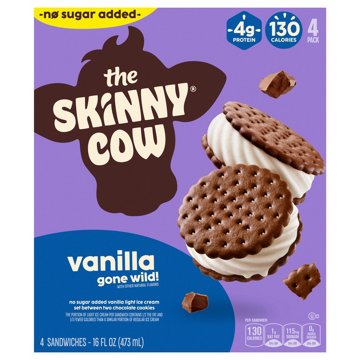 Skinny Cow No Sugar Added Vanilla Gone Wild Ice Cream Sandwich, 4 ct