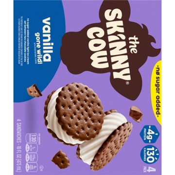 Skinny Cow No Sugar Added Vanilla Gone Wild Ice Cream Sandwiches, 4 ct