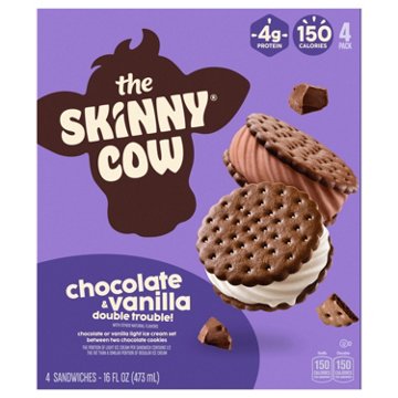 Skinny Cow Chocolate & Vanilla Double Trouble Ice Cream Sandwiches, 4 ct