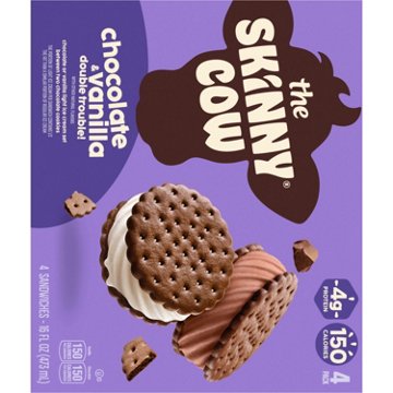 Skinny Cow Chocolate & Vanilla Double Trouble Ice Cream Sandwiches, 4 ct
