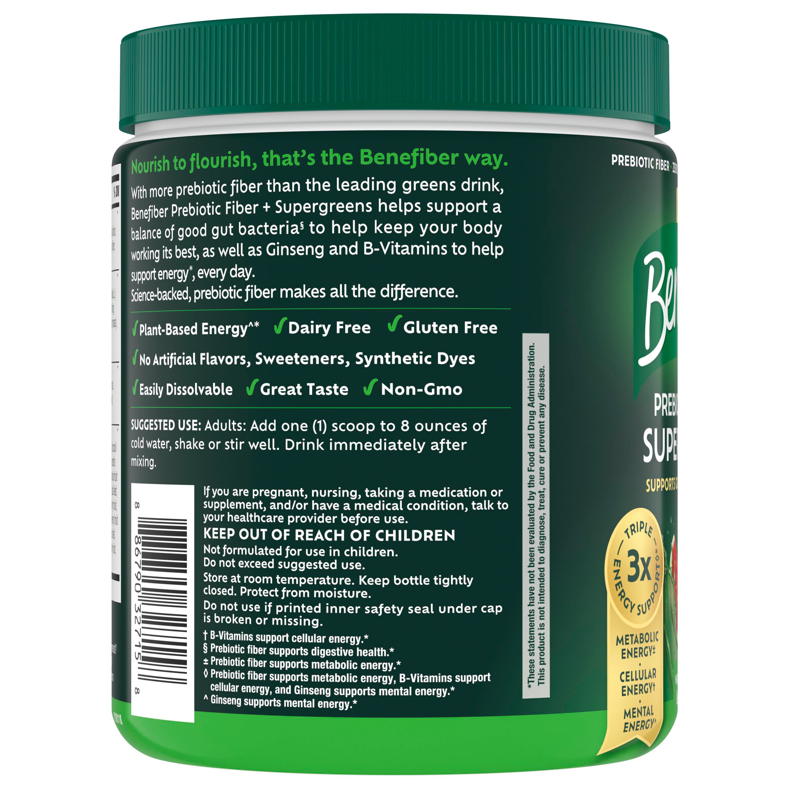 Benefiber Prebiotic Fiber + Supergreens Dietary Supplement