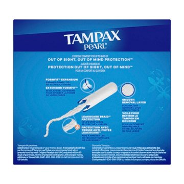 Tampax Pearl Tampons Multipack, with LeakGuard Braid, Regular/Super Absorbency, Unscented, 48 ct