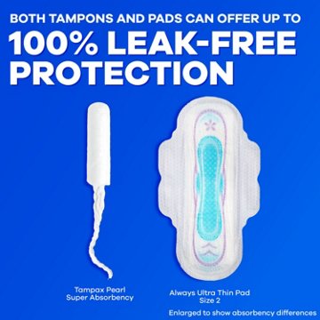 Tampax Pearl Leakguard Protection Tampons - Super & Ultra, 56 ct
