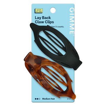 Gimme Beauty Flat Lay Comfort Fit Medium Hair Claw Clips, 2 ct