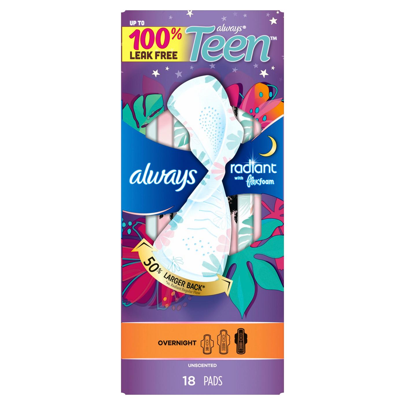 Always Teen Radiant Flexfoam Pads with Wings - Overnight; image 2 of 8