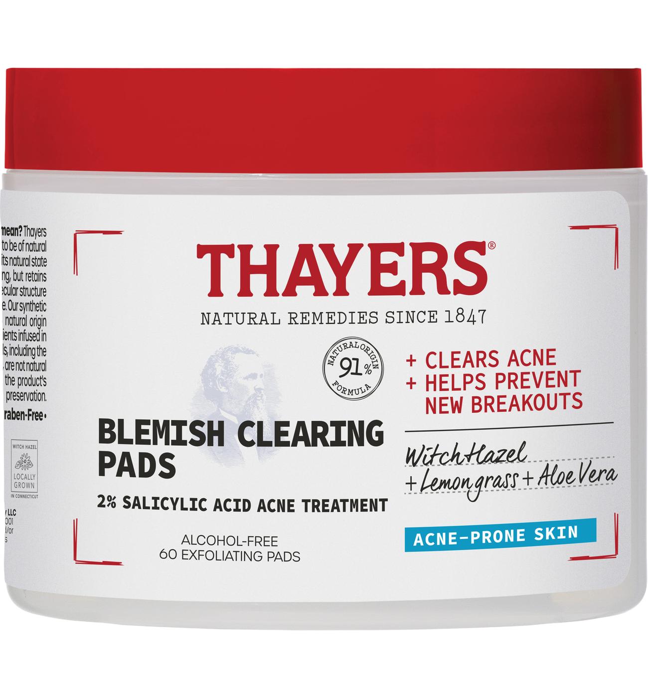Thayers Witch Hazel Blemish Clearing Toner Pads with Salicylic Acid Acne Treatment; image 1 of 8