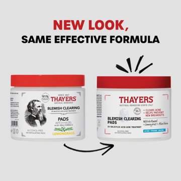 Thayers Witch Hazel Blemish Clearing Toner Pads with Salicylic Acid Acne Treatment, 60 ct