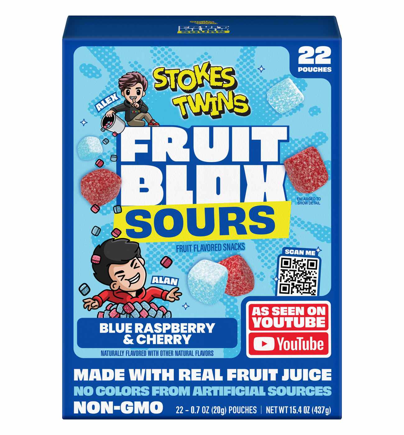 FruitBlox Sours Blue Raspberry & Cherry Snack Pouches; image 1 of 5