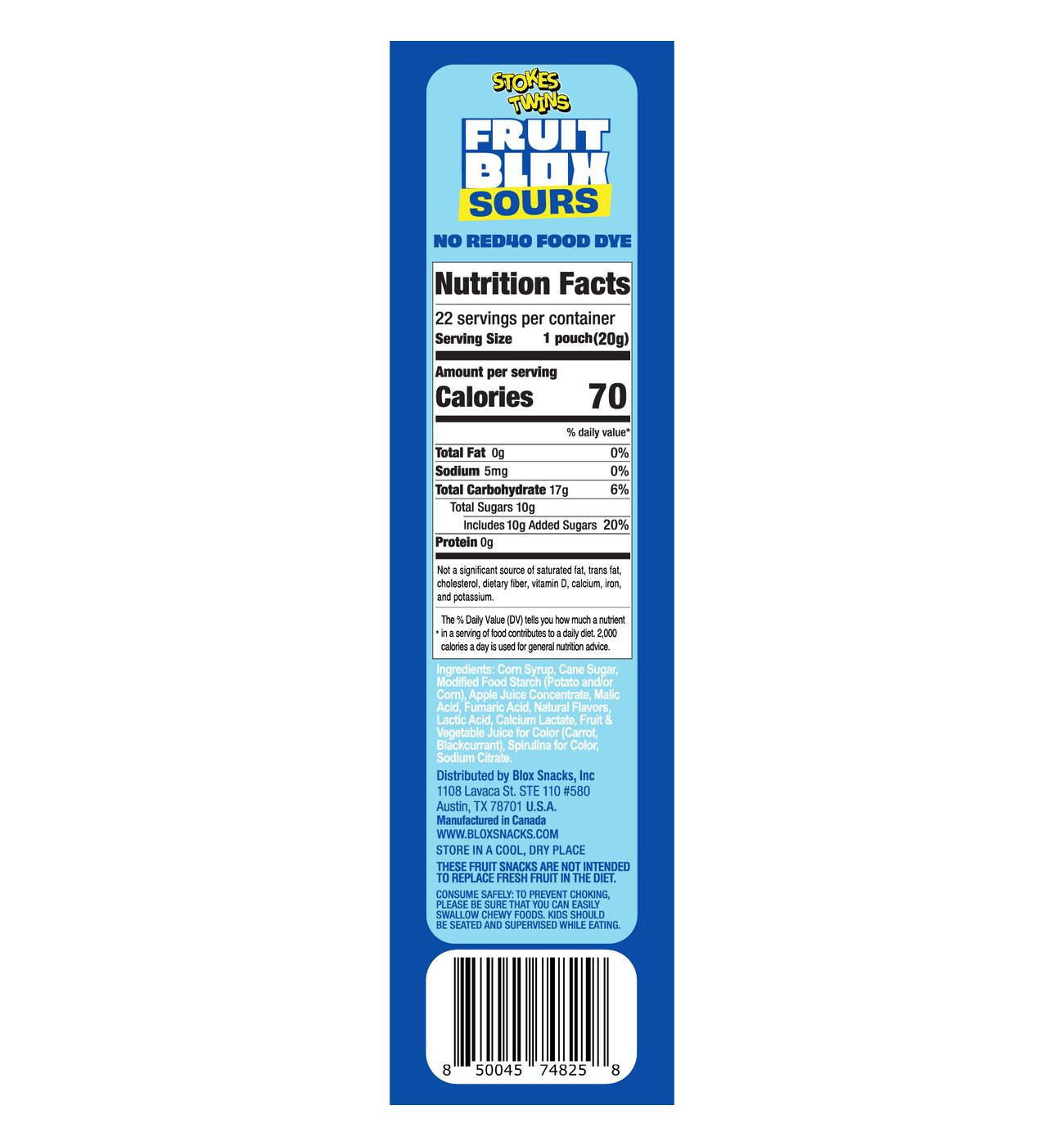 FruitBlox Sours Blue Raspberry & Cherry Snack Pouches; image 2 of 5