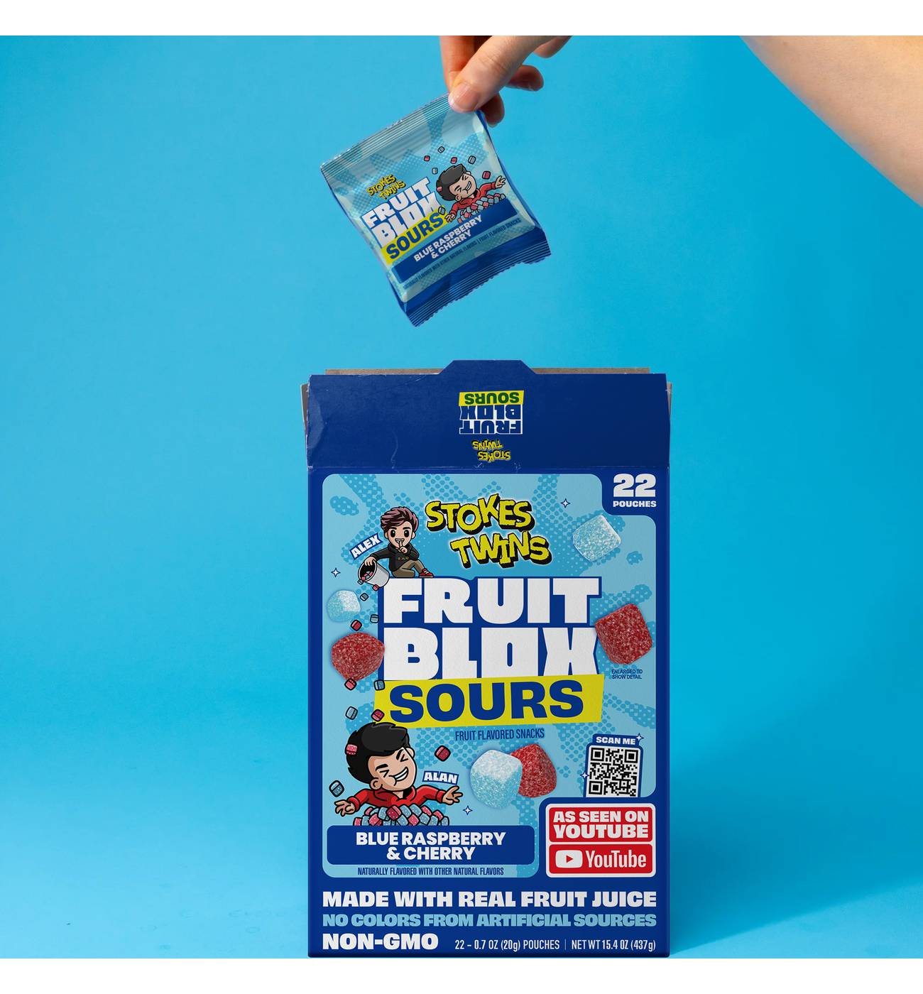 FruitBlox Sours Blue Raspberry & Cherry Snack Pouches; image 3 of 5