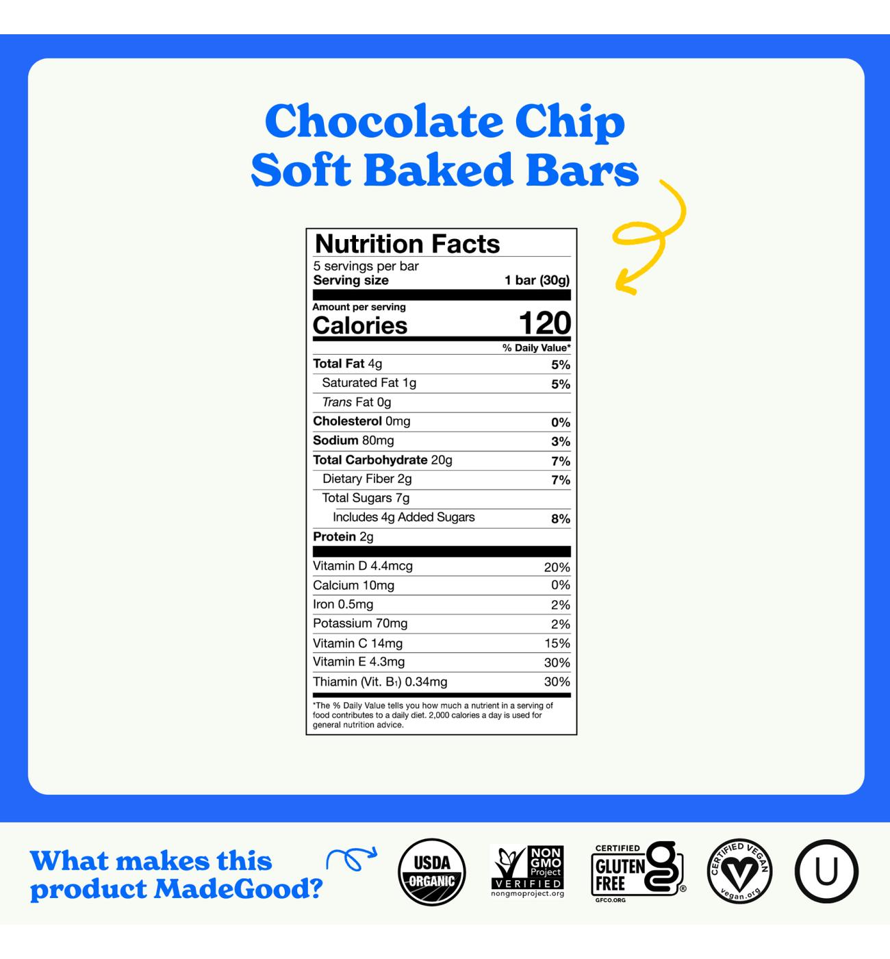 MadeGood Mornings Organic Soft Baked Oat Bars - Chocolate Chip; image 10 of 12