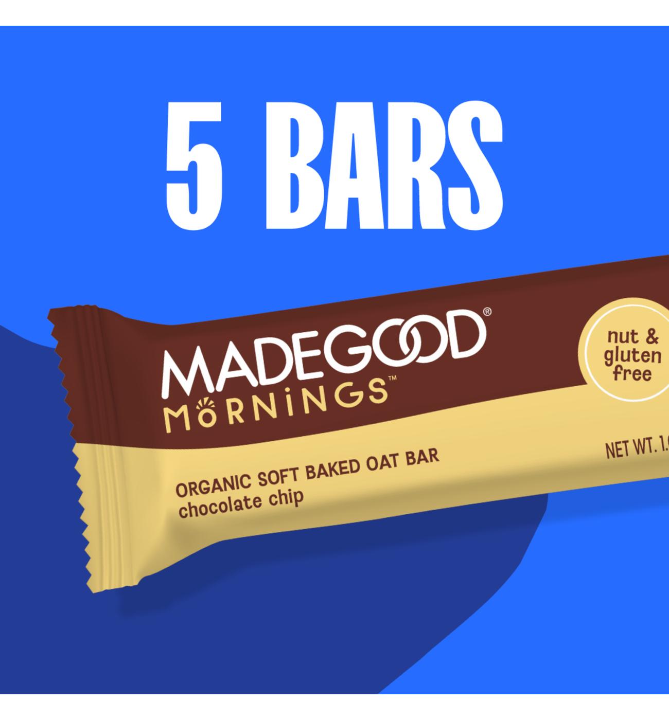 MadeGood Mornings Organic Soft Baked Oat Bars - Chocolate Chip; image 3 of 12