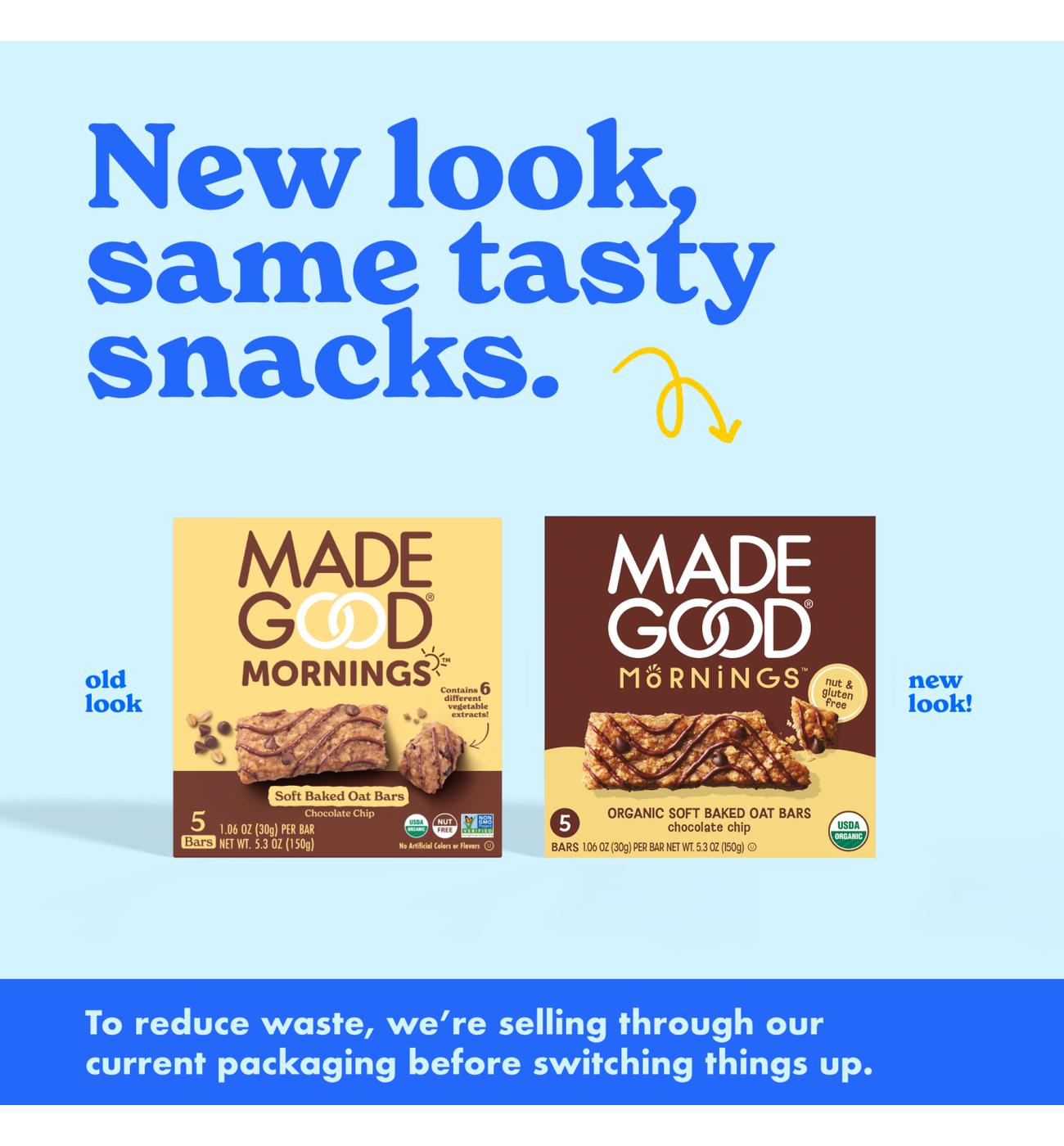 MadeGood Mornings Organic Soft Baked Oat Bars - Chocolate Chip; image 4 of 12