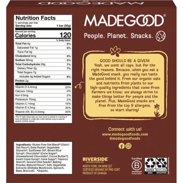 MadeGood Mornings Organic Soft Baked Oat Bars - Chocolate Chip, 5 ct