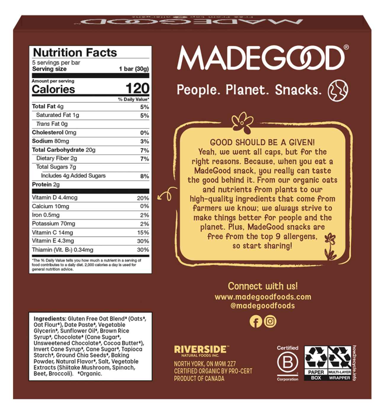 MadeGood Mornings Organic Soft Baked Oat Bars - Chocolate Chip; image 7 of 12