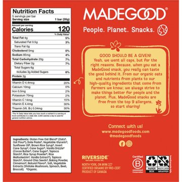 MadeGood Mornings Organic Soft Baked Oat Bars - Cinnamon Bun