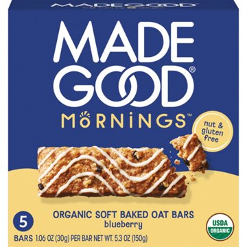 MadeGood Mornings Organic Soft Baked Oat Bars - Blueberry 