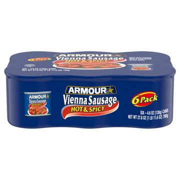 Armour Vienna Sausage Hot & Spicy Canned Sausage, 6 ct