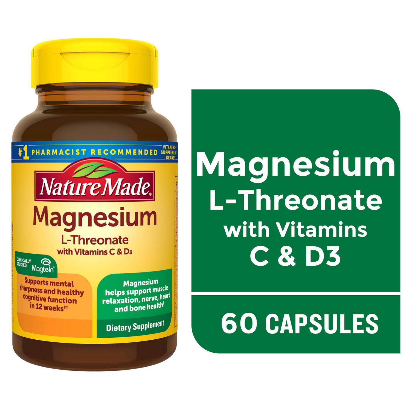 Nature Made Magnesium L-Threonate with Vitamins C & D3 Capsules; image 6 of 6