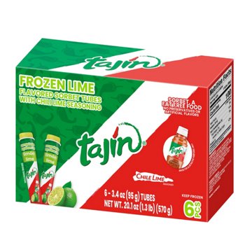 Tajin Lime Sorbet Tubes - Chili Lime Seasoned, 6 ct