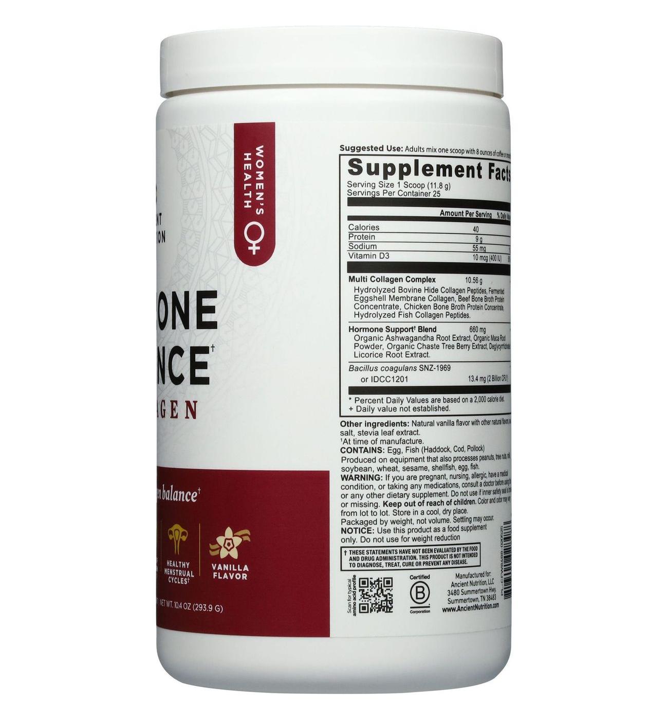 Ancient Nutrition Women's Hormone Balance + Collagen Powder - Vanilla; image 5 of 5