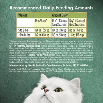 Fancy Feast Purina Medleys Primavera Style - White Meat Chicken and Accents of Tomato, Carrot and Spinach, 2.7 lb