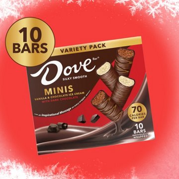 Dove Dark Chocolate Coated Vanilla & Chocolate Ice Cream Minis Variety Pack, 10 ct