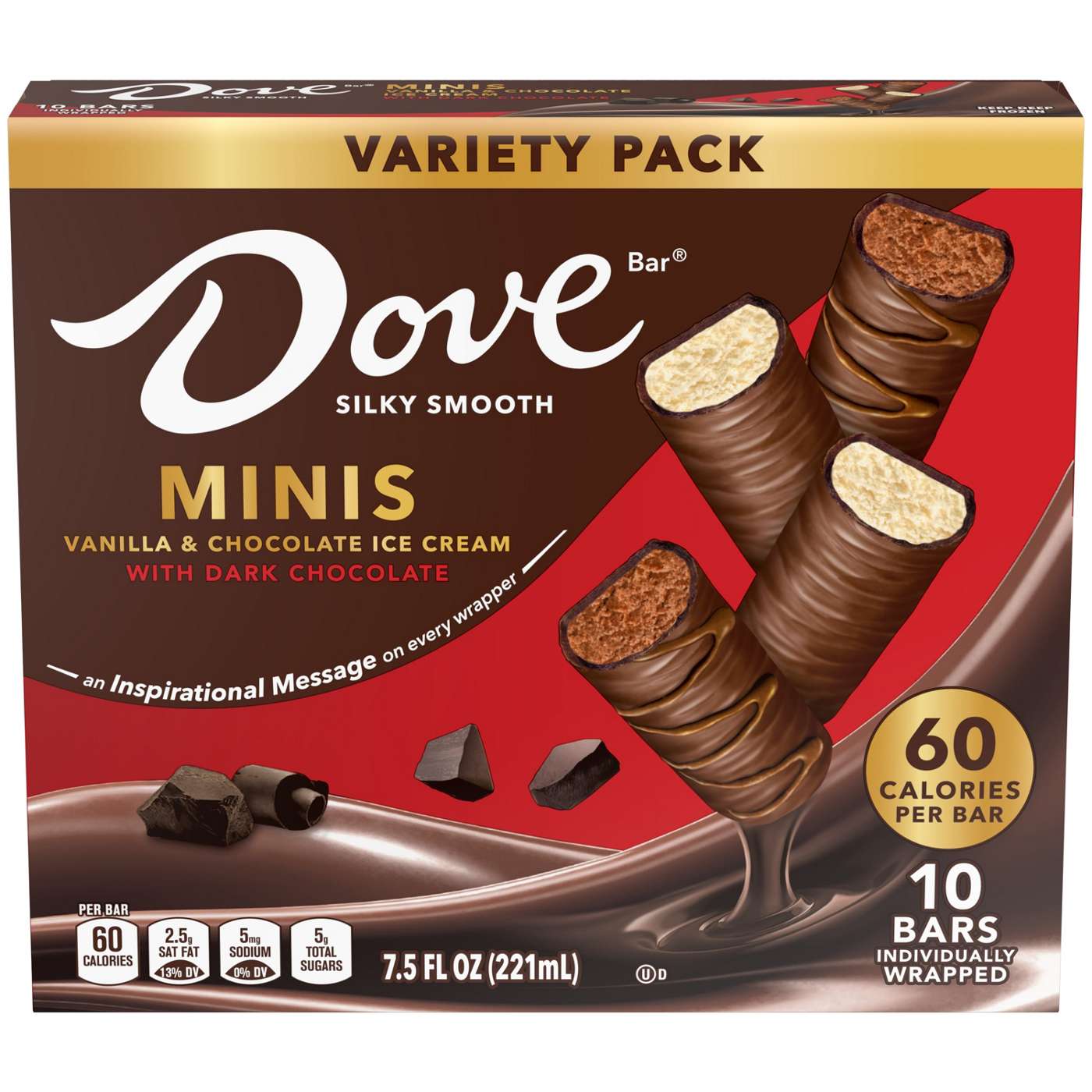 Dove Dark Chocolate Coated Vanilla & Chocolate Ice Cream Minis Variety Pack; image 9 of 10