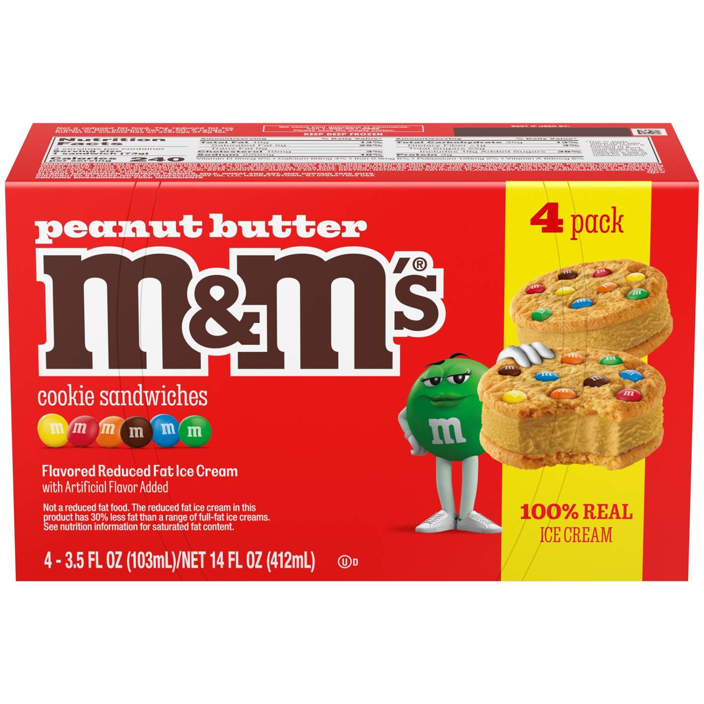 M&M'S Peanut Butter Ice Cream Sugar Cookie Ice Cream Sandwiches; image 3 of 9