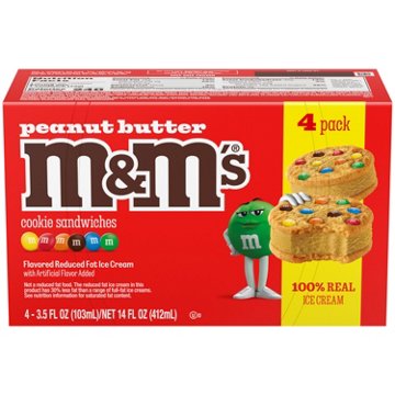 M&M'S Peanut Butter Ice Cream Sugar Cookie Ice Cream Sandwiches, 4 ct