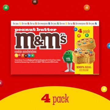 M&M'S Peanut Butter Ice Cream Sugar Cookie Ice Cream Sandwiches, 4 ct