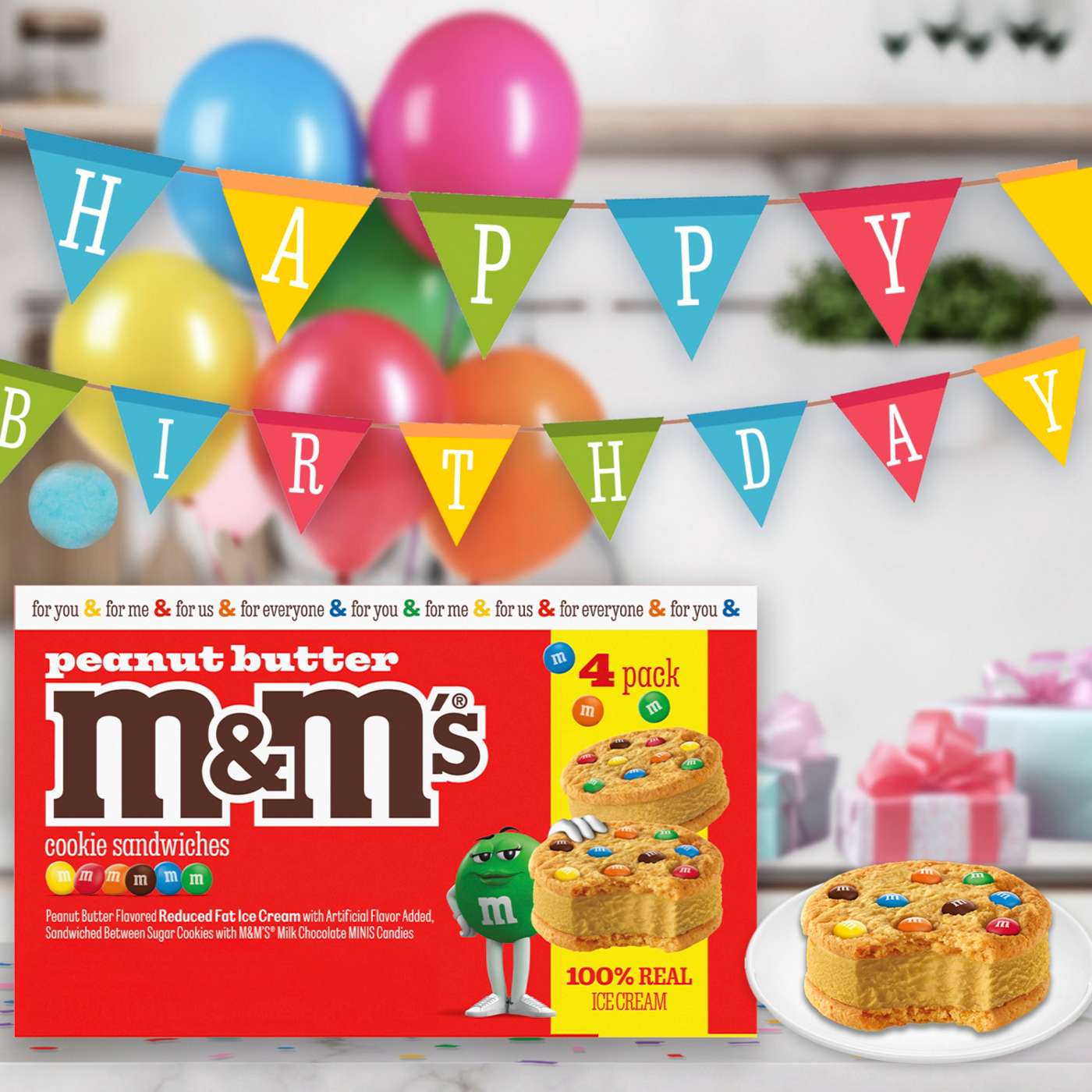M&M'S Peanut Butter Ice Cream Sugar Cookie Ice Cream Sandwiches; image 8 of 9
