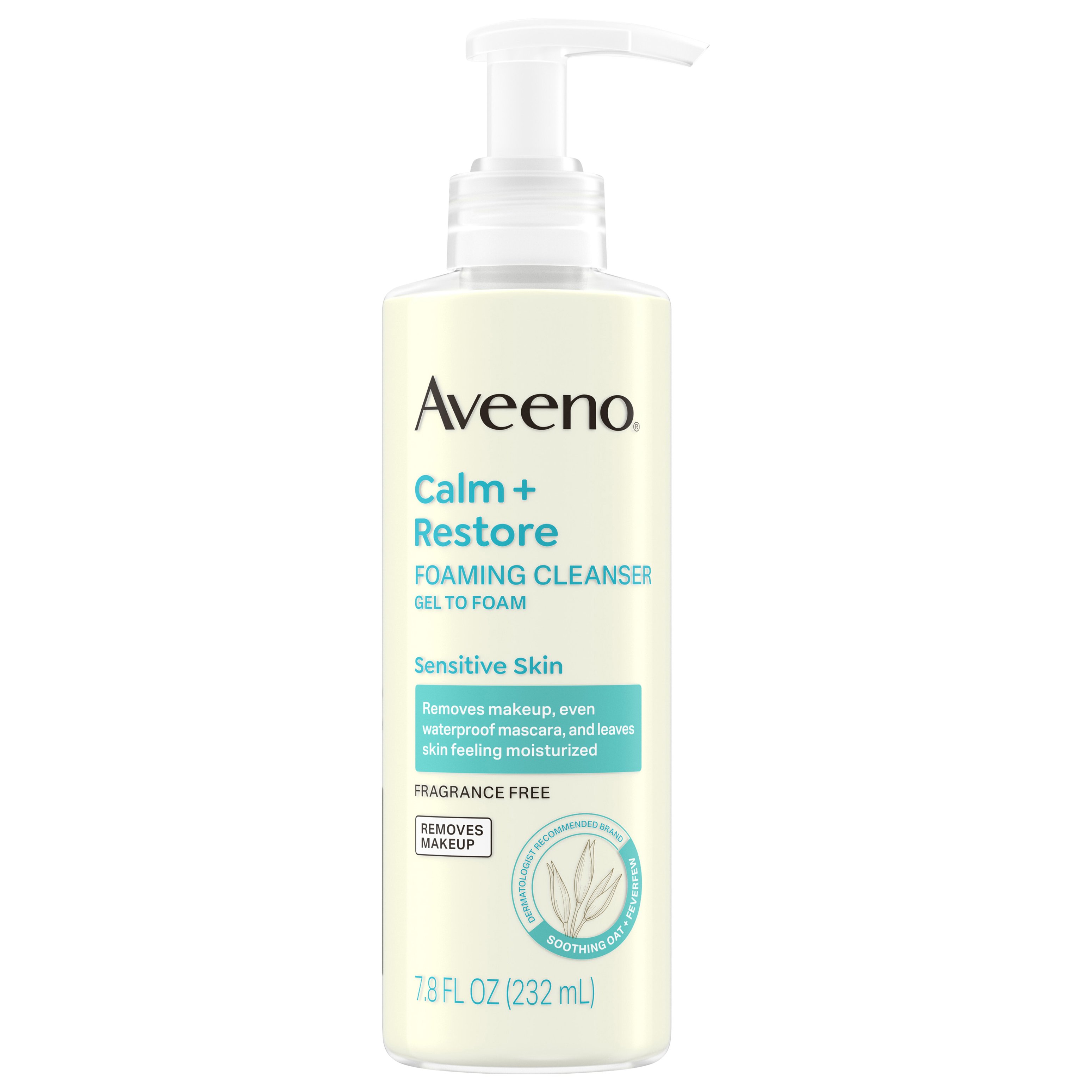 Aveeno Calm + Restore Gentle Foaming Makeup Removing Cleanser 7.8 fl oz product package