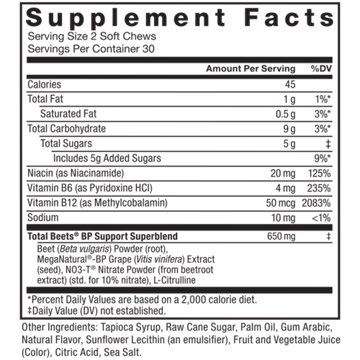 Force Factor Total Beets Blood Pressure Support Chews - Acai Berry, 60 ct