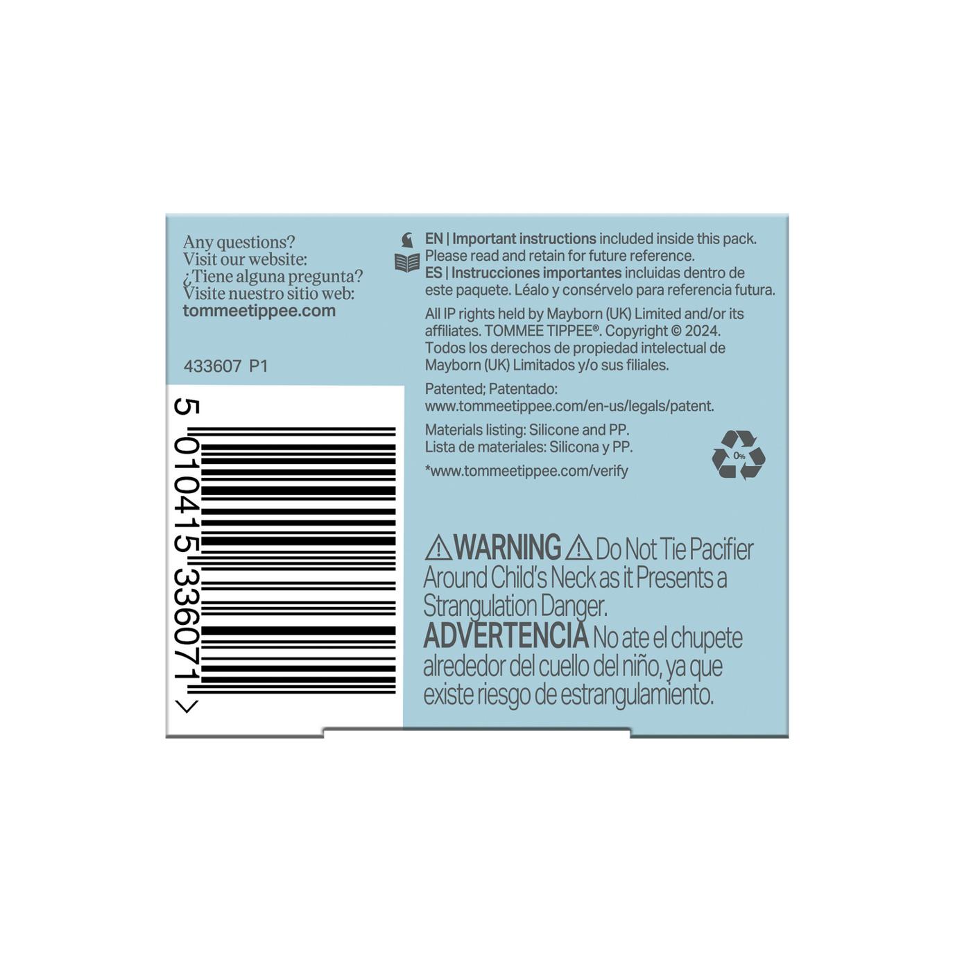 Tommee Tippee Ultra-light StayPut Silicone Pacifiers for 6-18 Months, Grey & Brown; image 2 of 2