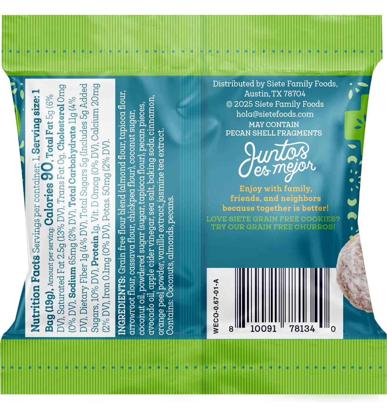 Siete Grain Free Cookies Mini Mexican Wedding Multipack 0.67 oz  Bags; image 3 of 3