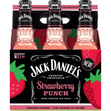 Jack Daniel's Strawberry Punch Country Cocktail 6 pk Bottles, 10 oz